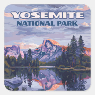 Yosemite National Park Half Dome California Sunset Square Sticker