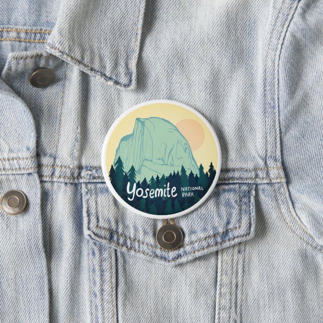 Yosemite National Park  Half Dome Hiking Golden 7.5 Cm Round Badge (In Situ)