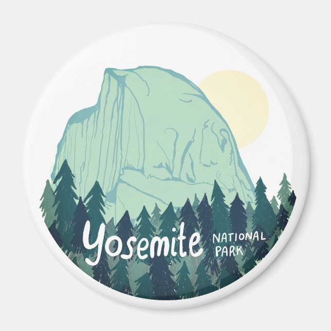Yosemite National Park Half Dome Teal Green Magnet (Front)