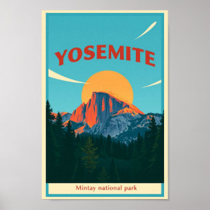 Yosemite National Park Half Dome Vintage Poster
