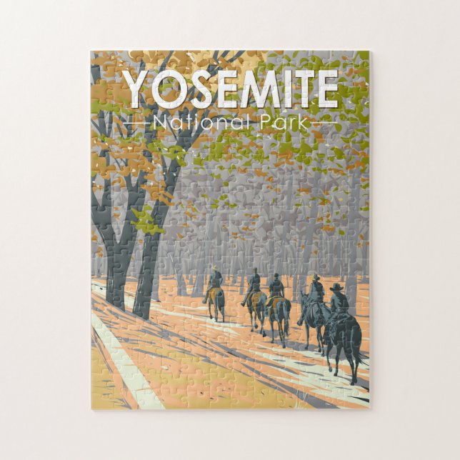 Yosemite National Park Horseback Riding Travel Art Jigsaw Puzzle (Vertical)