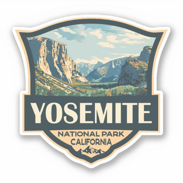 Yosemite National Park Illustration Retro Badge (Front)