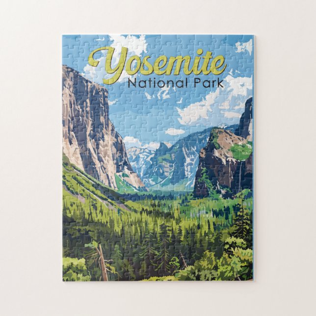 Yosemite National Park Illustration Travel Art Jigsaw Puzzle (Vertical)