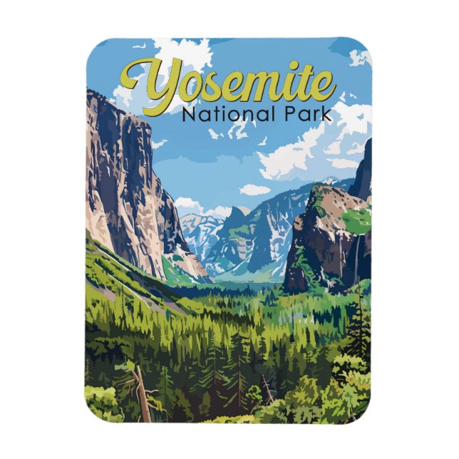 Yosemite National Park Illustration Travel Art Magnet (Vertical)