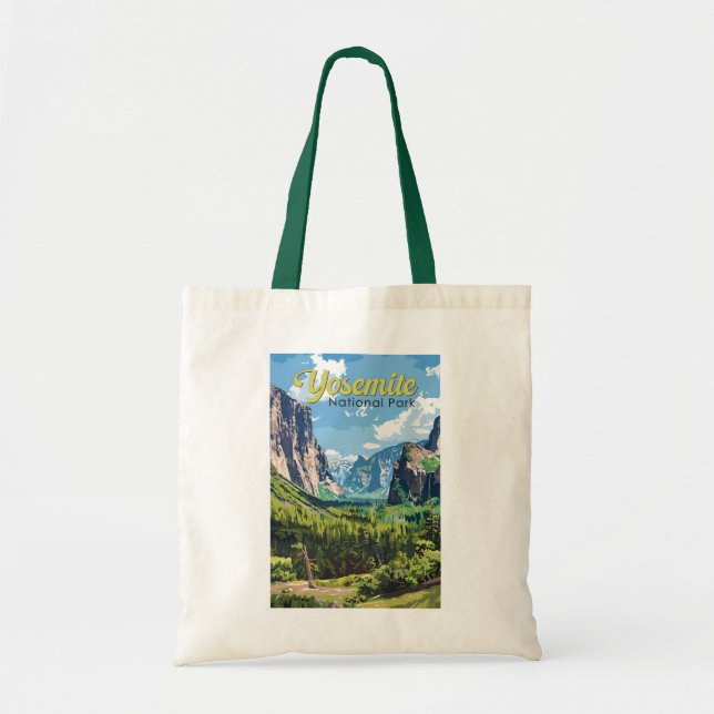 Yosemite National Park Illustration Travel Art Tote Bag (Front)