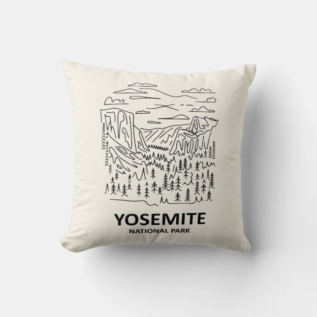 Yosemite National Park Line Art Cushion (Front)