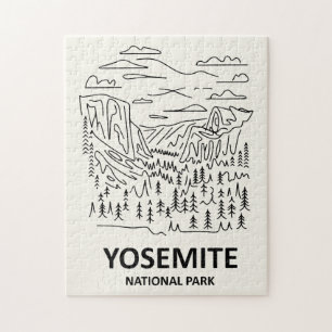 Yosemite National Park Line Art Jigsaw Puzzle