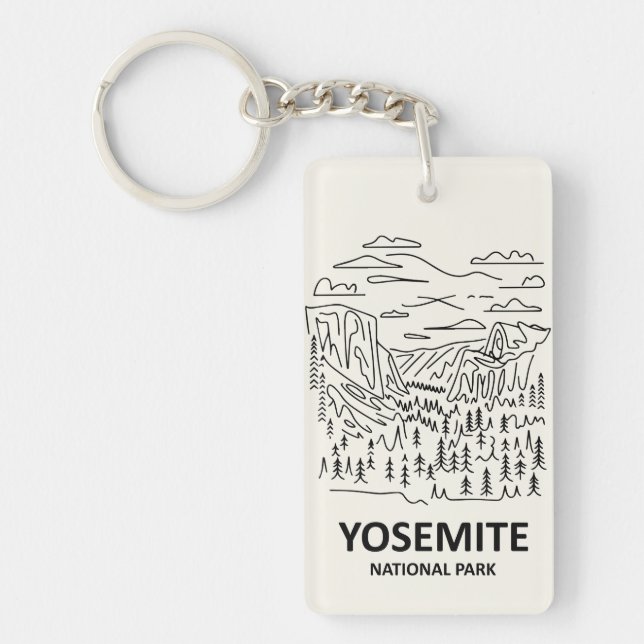 Yosemite National Park Line Art Key Ring (Front)