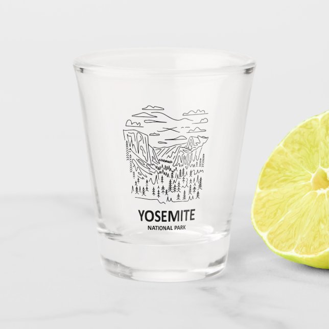 Yosemite National Park Line Art Shot Glass (Front)