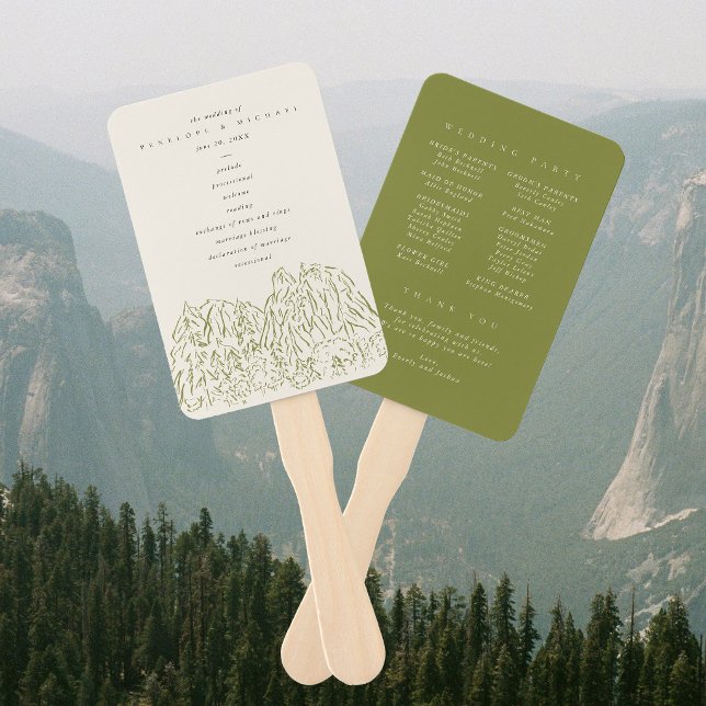 Yosemite National Park Line Art Wedding Program Hand Fan (Yosemite National Park Line Art Wedding Program Hand Fan)