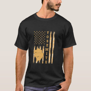 Yosemite National Park Map America USA Flag T-Shirt