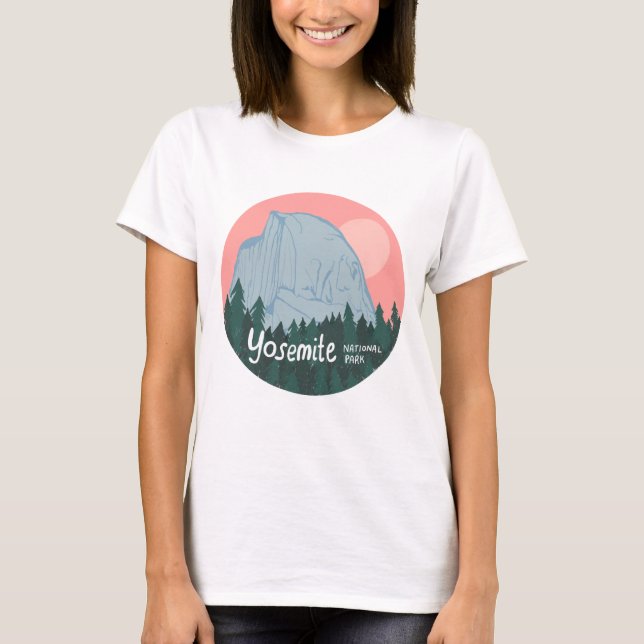 Yosemite National Park Pink Half Dome T-Shirt (Front)