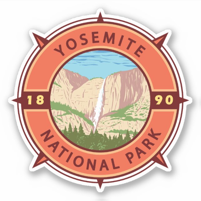 Yosemite National Park Retro Compass Emblem (Front)