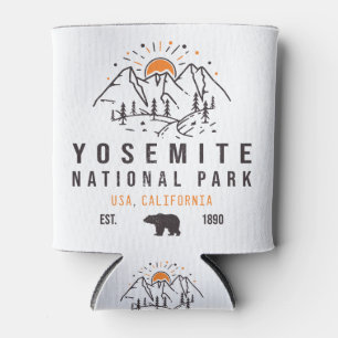 Yosemite National Park Retro Sunset Mountain Can Cooler