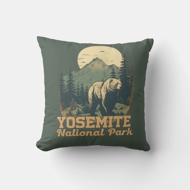 Yosemite National Park Retro Vignette Cushion (Front)