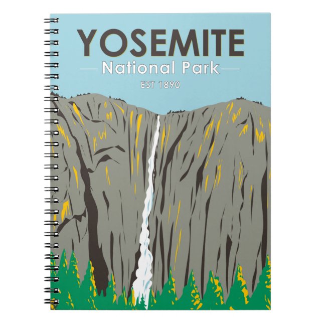Yosemite National Park Ribbon Falls California  Notebook (Front)