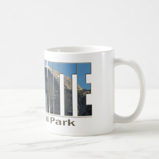 Yosemite National Park Text with Half Dome Coffee Mug