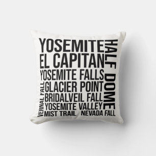Yosemite National Park Typography Word Art Cushion