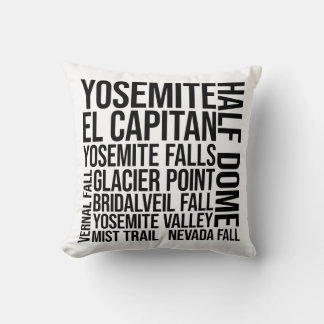 Yosemite National Park Typography Word Art Cushion