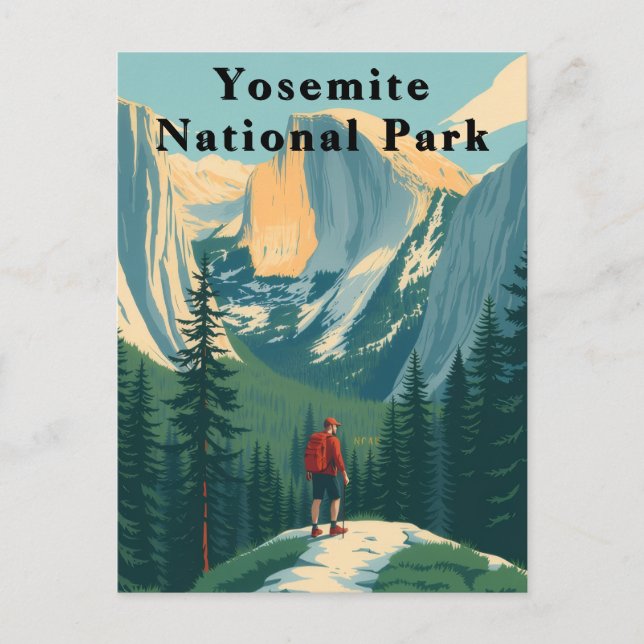 Yosemite National Park USA Hiker Postcard (Front)