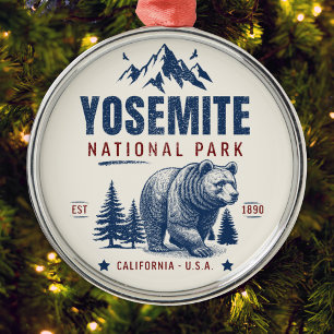 Yosemite National Park Vintage Bear T-Shirt Metal Ornament