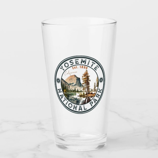 Yosemite National Park Vintage Mountain Souvenirs Glass (Front)