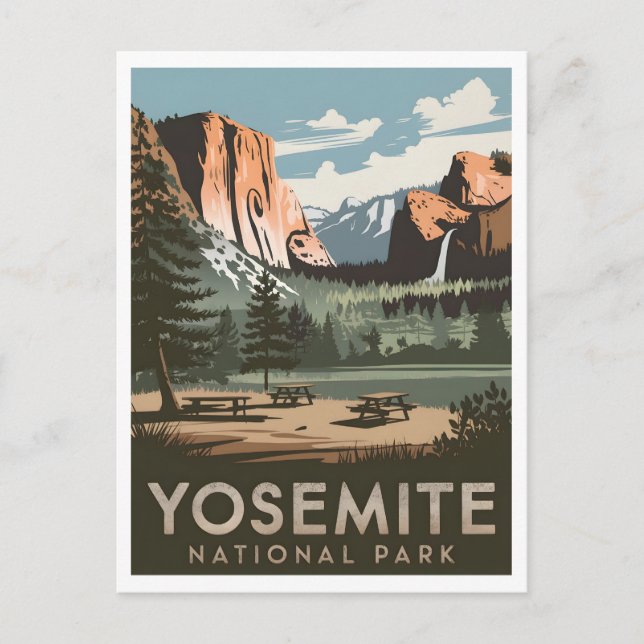 Yosemite National Park vintage Postcard (Front)
