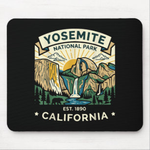 Yosemite national park vintage retro design mouse pad