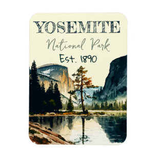 Yosemite National Park watercolor Half Dome Sunset Magnet
