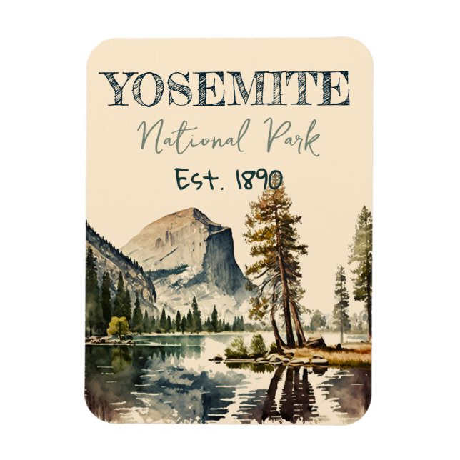 Yosemite National Park watercolor Half Dome Sunset Magnet (Vertical)