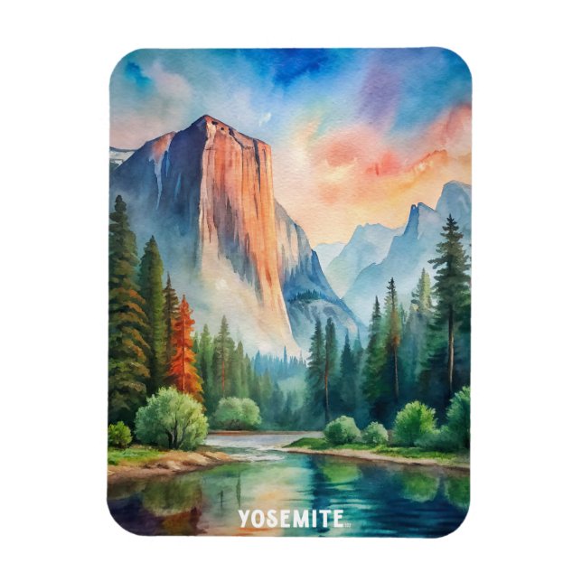Yosemite National Park Watercolor Painting Magnet (Vertical)