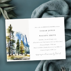 Yosemite National Park Watercolor Rehearsal Dinner Invitation