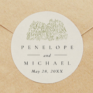 Yosemite National Park Wedding Favour Classic Round Sticker