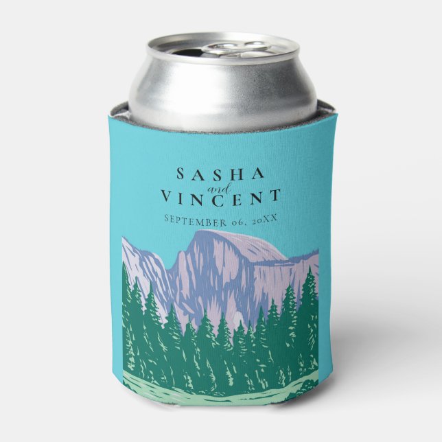 Yosemite National Park Wedding Retro Can Cooler (Can Front)