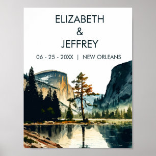 Yosemite National Park Wedding Watercolor Poster
