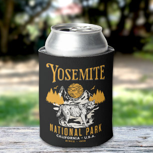 Yosemite National Park Wildlands with Vintage Wolf Can Cooler