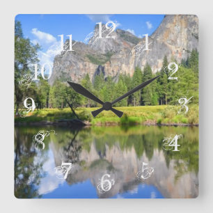 Yosemite Reflection Square Wall Clock