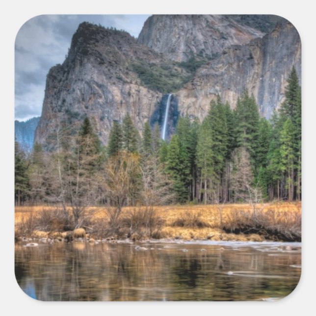 Yosemite Scenic Falls Square Sticker (Front)