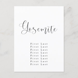 Yosemite Seating Chart Postcard