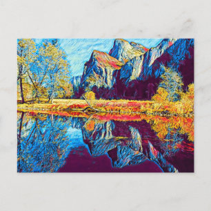 Yosemite Three Brothers Rocks in Autumn Postcard