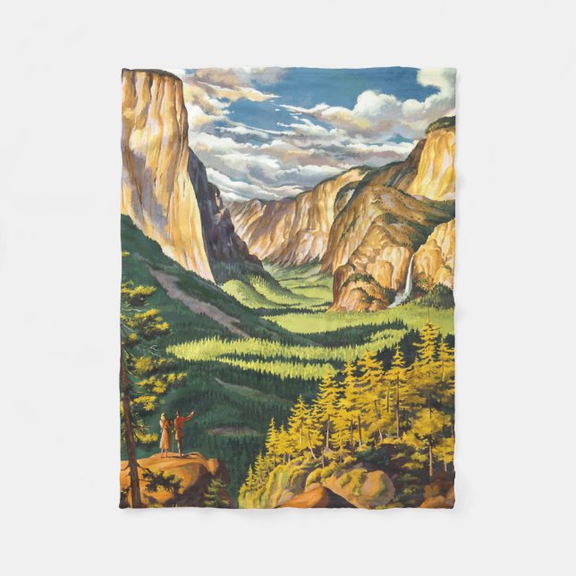 Yosemite Travel Art Fleece Blanket (Front)