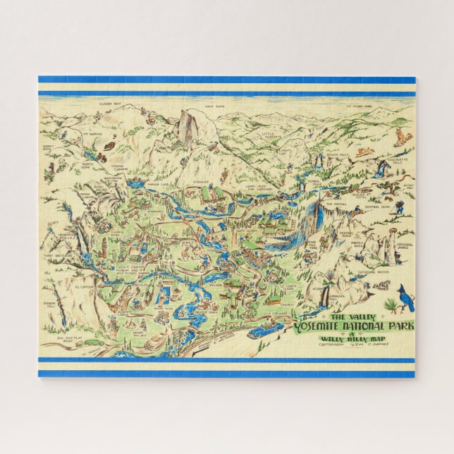 Yosemite Valley 16x20 Map  Jigsaw Puzzle (Horizontal)