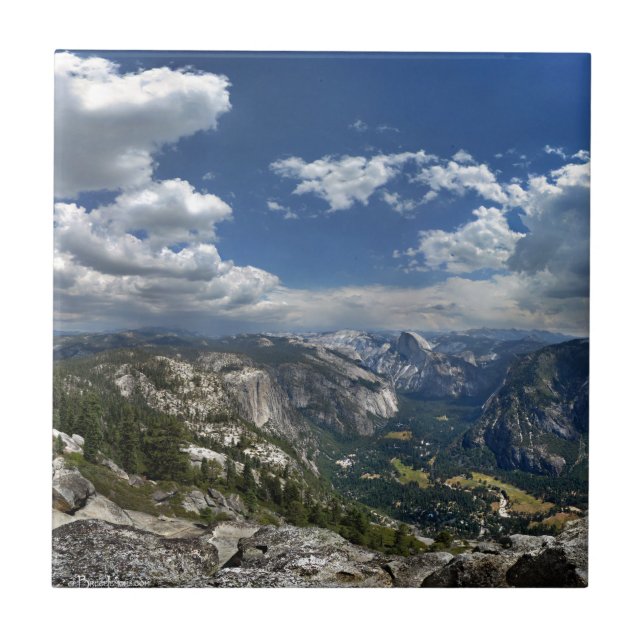 Yosemite Valley and Half Dome from Eagle Peak Ceramic Tile (Front)