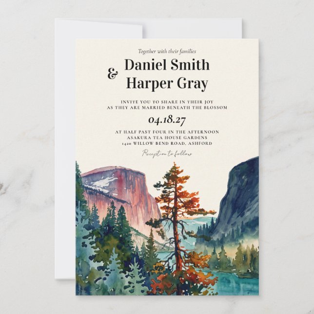 YOSEMITE Valley Destination Wedding Invitation (Front)