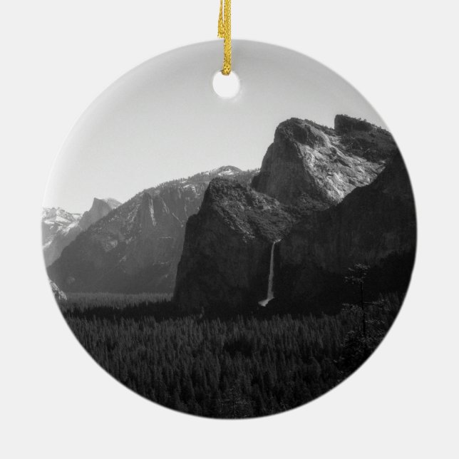 Yosemite Valley from Tunnel View Ceramic Ornament (Back)