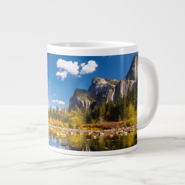 Yosemite Valley in Fall Large Coffee Mug (Front Right)