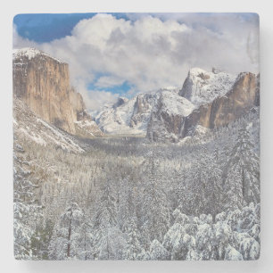 Yosemite Valley in Snow Stone Coaster