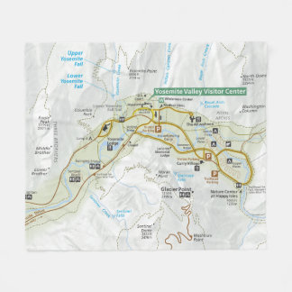 Yosemite Valley map fleece blanket
