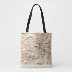 Yosemite Valley Map Tote Bag