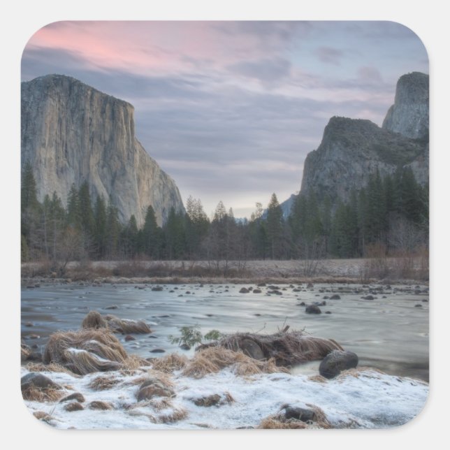 Yosemite Valley Square Sticker (Front)